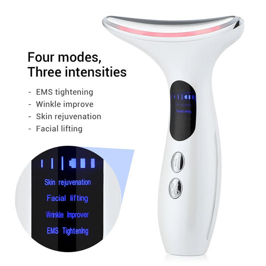 Neck Face Device Vibration Massage for Face and Neck Face Lifting Machine Microcurrents Red Light Therapy Anti Wrinkle